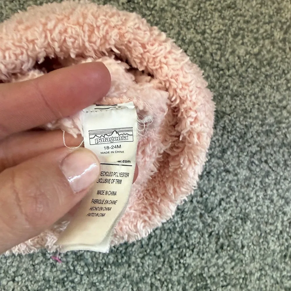 Patagonia Baby Furry Friends Beanie Pink Fleece Hat 18-24M 60530